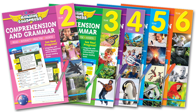 Reading Eggspress Comprehension and Grammar Workbooks